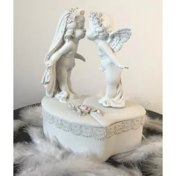 Joyero ángel de boda 16 cm .