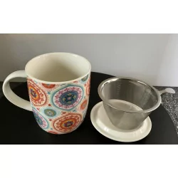 Tasse à thé infuseur Mandala en porcelaine, 400ml