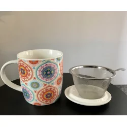 Tasse à thé infuseur Mandala en porcelaine, 400ml