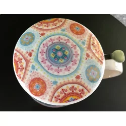 Tasse à thé infuseur Mandala en porcelaine, 400ml