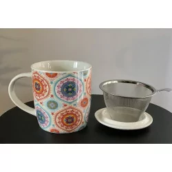 Tasse à thé infuseur Mandala en porcelaine, 400ml