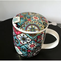 Tasse à thé infuseur Oriental en porcelaine ,400ml.