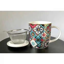 Tasse à thé infuseur Oriental en porcelaine ,400ml.