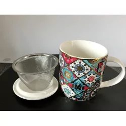 Tasse à thé infuseur Oriental en porcelaine ,400ml.