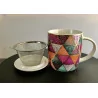 Tasse à thé infuseur Patchwork en porcelaine , 400 ml.