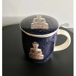 Tasse à thé infuseur en porcelaine , Bouddha, 400 ml.