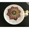 Tasse à thé infuseur en porcelaine , Mandala rouge ,400ml.