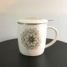 Tasse à thé infuseur en porcelaine, Mandala Blanc