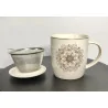 Tasse à thé infuseur en porcelaine, Mandala Blanc