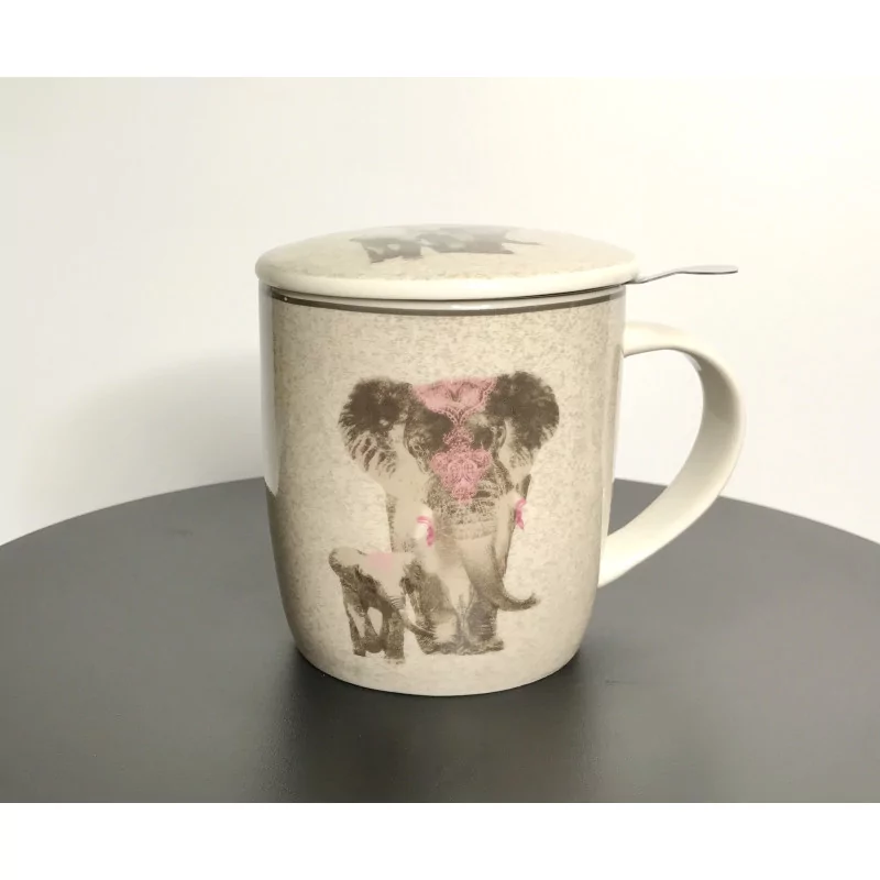 Tasse à thé infuseur en porcelaine , Éléphant 400ml.