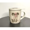 Tasse à thé infuseur en porcelaine , Éléphant 400ml.