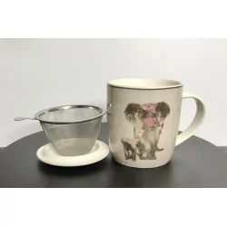 Tasse à thé infuseur en porcelaine , Éléphant 400ml.