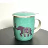 Tasse de thé infuseur en porcelaine, Éléphant Indien , 400 ml