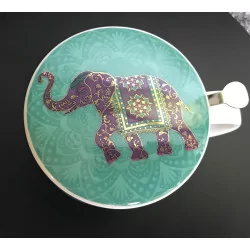 Tasse à thé infuseur en porcelaine, Éléphant Indien , 400 ml