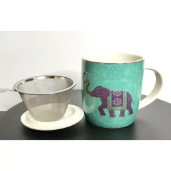 Tasse de thé infuseur en porcelaine, Éléphant Indien , 400 ml