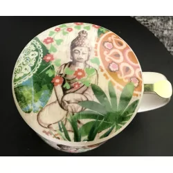 Tasse à thé infuseur en porcelaine, Bouddha paradis, 400ml.