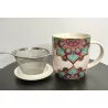 Tasse à thé infuseur en porcelaine, Mandala Turquoise, 400 ml