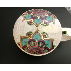 Tasse à thé infuseur en porcelaine, Mandala Turquoise, 400 ml