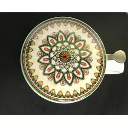 Tasse à thé infuseur, en porcelaine,Mandala vert, 400ml.