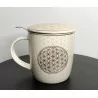 Tasse à thé infuseur, en porcelaine, Fleur de vie 400ml.