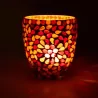 Red and yellow mosaic tealight holder.