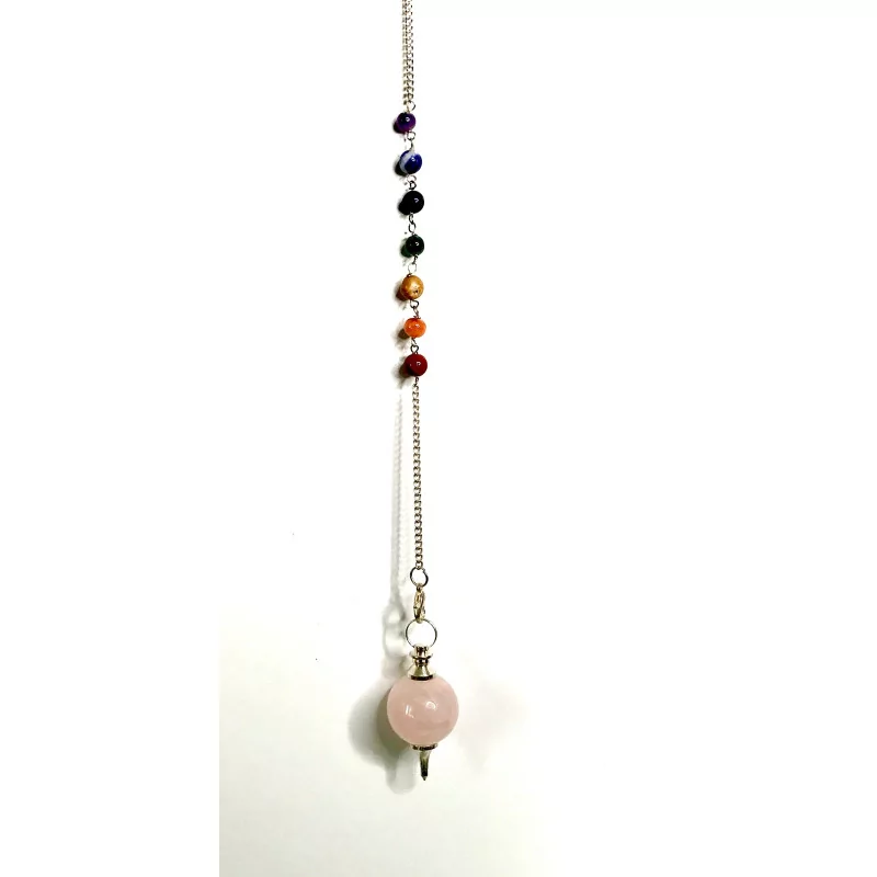 Pendule Quartz rose , 7 Chakras