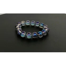 Bracelet Quartz Irisé Bleu Perles de 12 mm