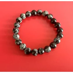 Bracelet Obsidienne Flocon de Neige, 8 mm.