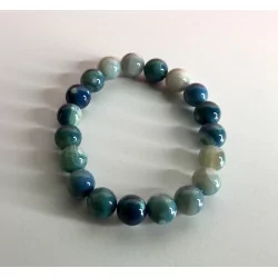 Bracelet Agate feu teintée bleue, 10 mm.