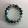 Bracelet Agate feu teintée bleue, 10 mm.