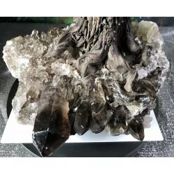 Grand Bonsaï en Citrine, Pied en Quartz fumé, 65 cm