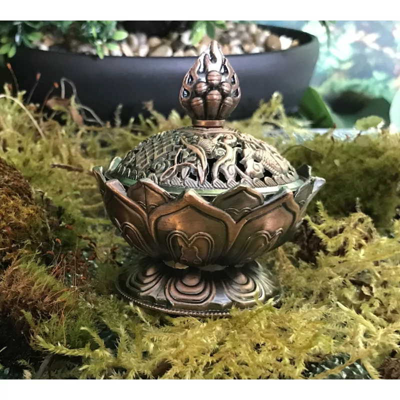 Copper Lotus incense burner