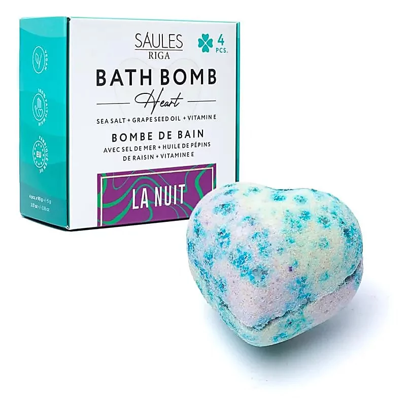 Coffret de 4 Bombes de bain cœurs La nuit.