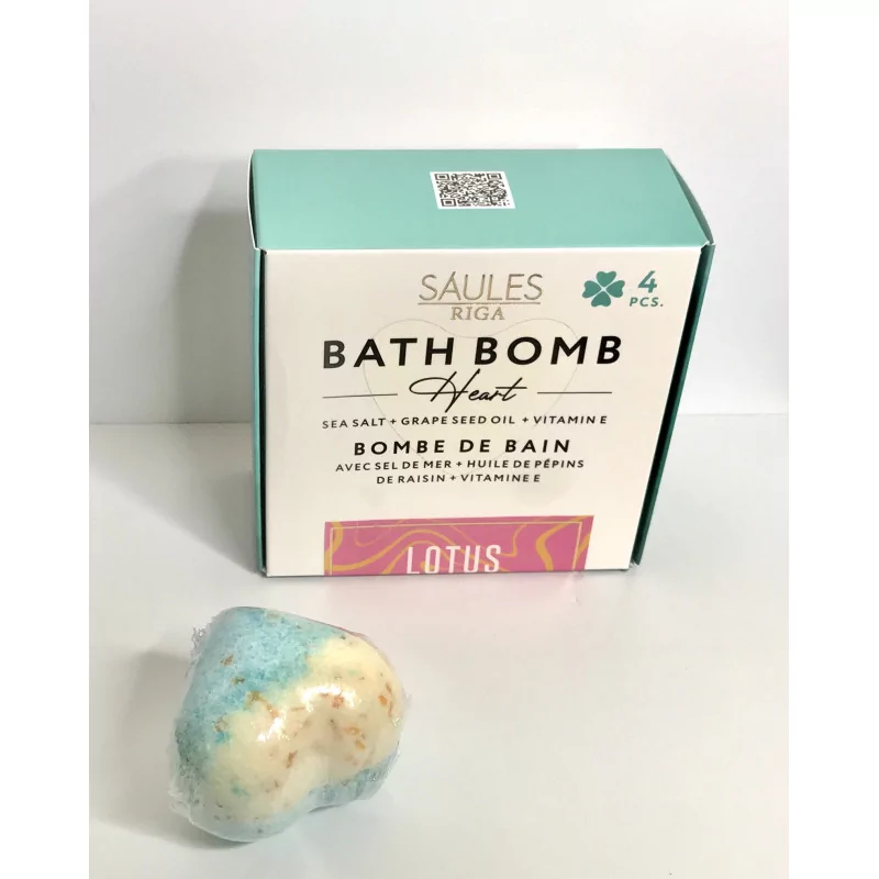 Coffret de 4 Bombes de bain cœurs Lotus.