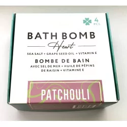 Coffret de 4 Bombes de bain cœurs Patchouli.