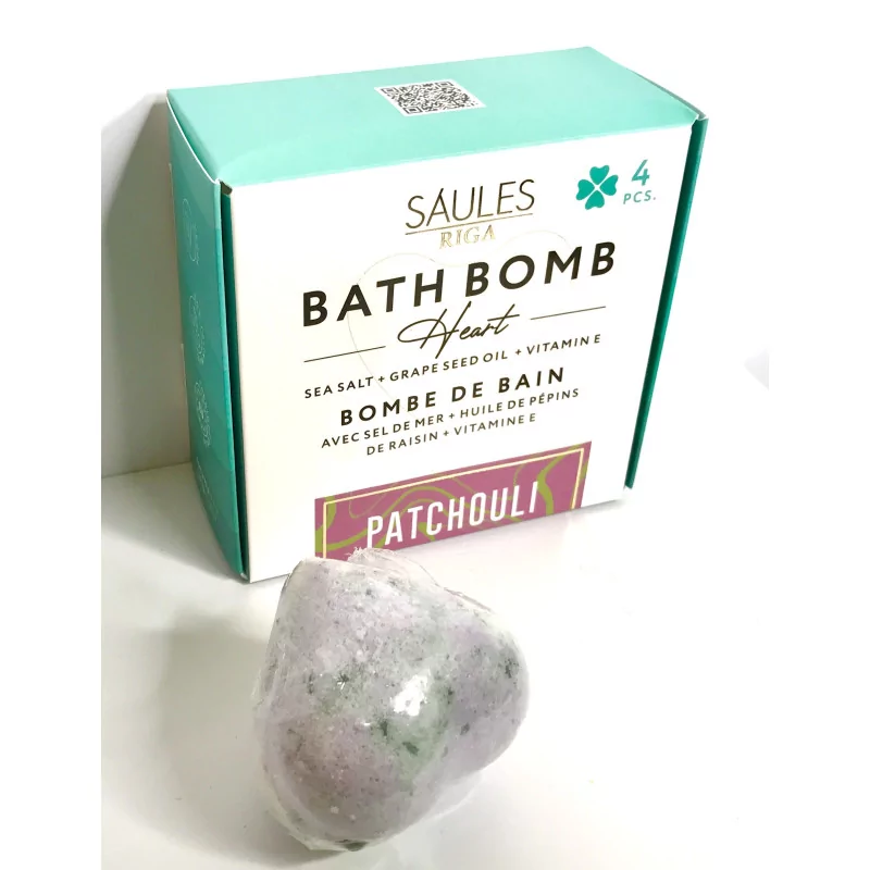 Coffret de 4 Bombes de bain cœurs Patchouli.