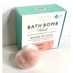 Coffret de 4 Bombes de bain cœurs Fleurs.