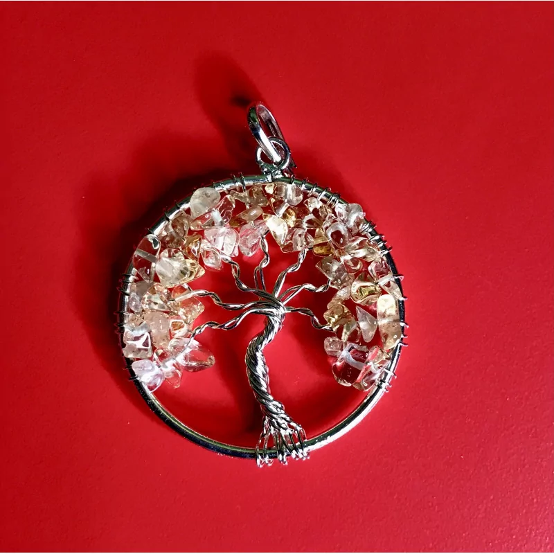 Pendentif Arbre de vie, Citrine chauffée A. Brésil.