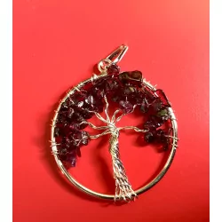 Pendentif Arbre de vie, Grenat Rouge, A Pakistan.