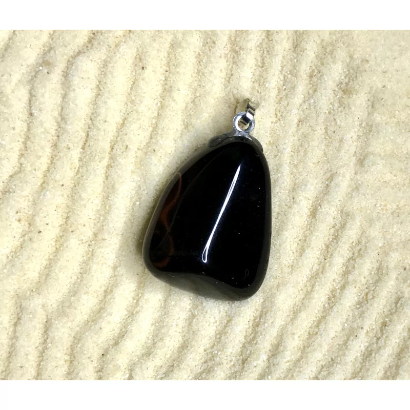 Pendentif Pierre roulée, Obsidienne Larme d’Apache,A.