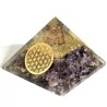 Orgonite Pyramide Améthyste fleur de vie