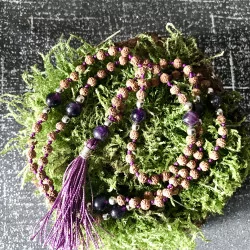 Mala Rudraksha et Améthyste gland violet