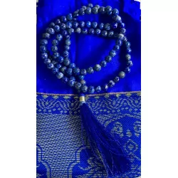 Mala Lapis lazuli AA 108 perles + sachet brocart