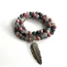 Mala Rhodonite Quartz gris + plume.