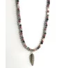 Mala Rhodonite Quartz gris + plume.