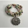 Mala Quartz rose, Amazonite, Rhodonite et Lotus.