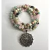 Mala Quartz rose, Amazonite, Rhodonite et Lotus.