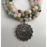 Mala Quartz rose, Amazonite, Rhodonite et Lotus.