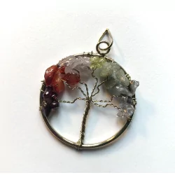 Pendentif Arbre des Chakras laiton couleur d'or