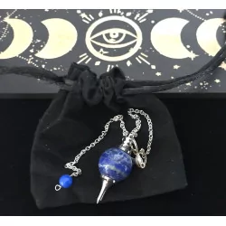 Pendule Lapis lazuli poli et métal